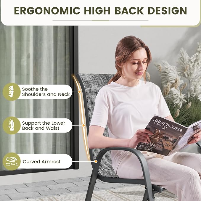 UDPATIO Patio Chairs Set of 8, Stackable Outdoor Dining Chairs - Image 7