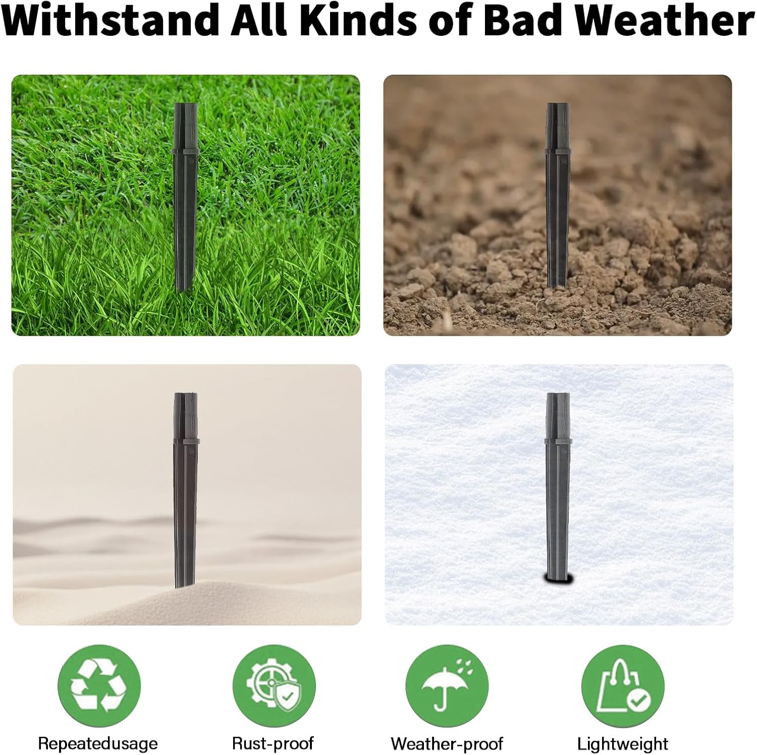 8 Pcs Solar Light Stakes Replacement (Fit for Inner Diameter 0.6inch),Reinforced Ground Spikes,ABS Plastic Lights Stakes, Ideal for Solar Pathway Lights Garden Torch Lights,Christmas Lights