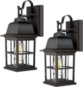 2-Pack Outdoor Wall Sconces, 100% Aluminium Oil-Rubbed Bronze Exterior Light Fixtures Wall Mount, Waterproof &Anti-Rust Outside Wall Lanterns Porch Lights for House Garage Doorway, Bulbs Not Included