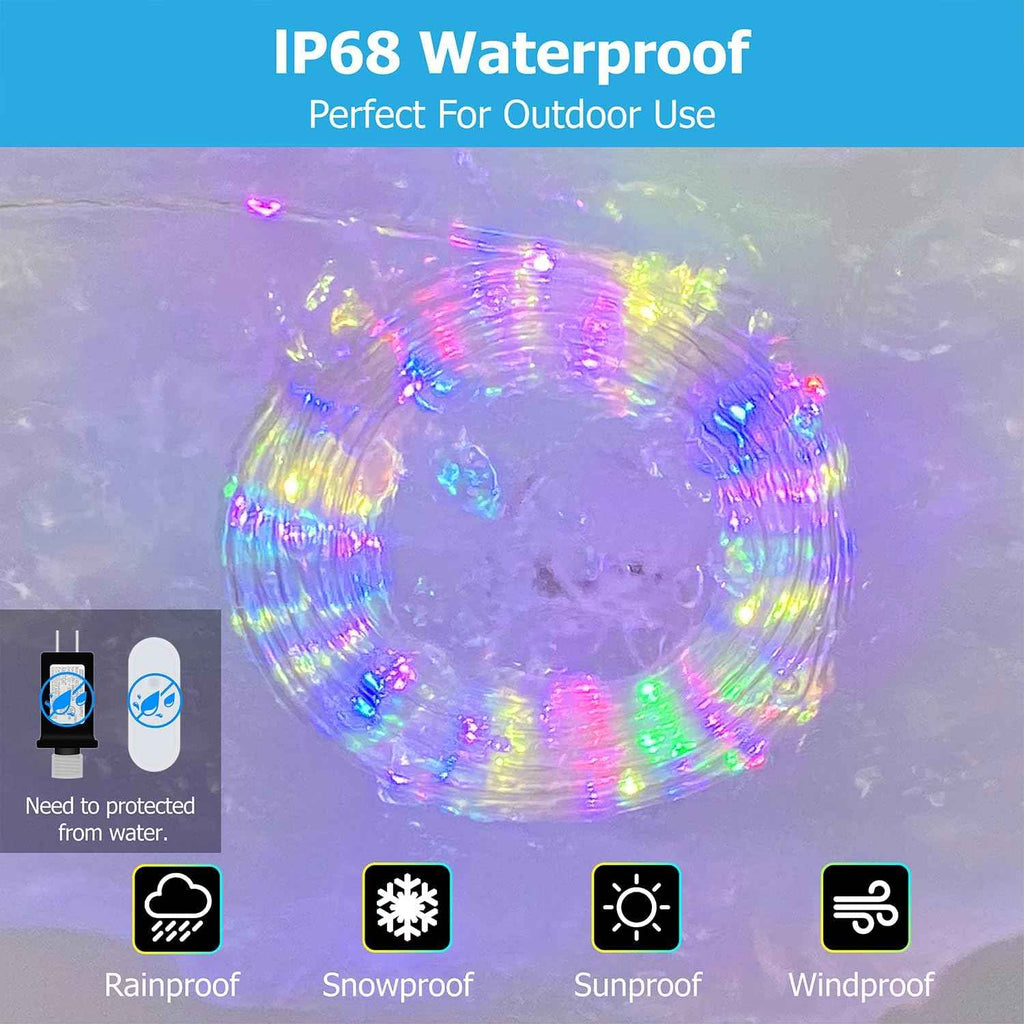 50ft LED Rope Lights for Outside, 25 Colors IP68 Waterproof, Dimmable Warm White RGB Outdoor String Lights with 4 Brightness, Red White Blue for Patriotic Decorations, Fairy Lights for Indoor Bedroom