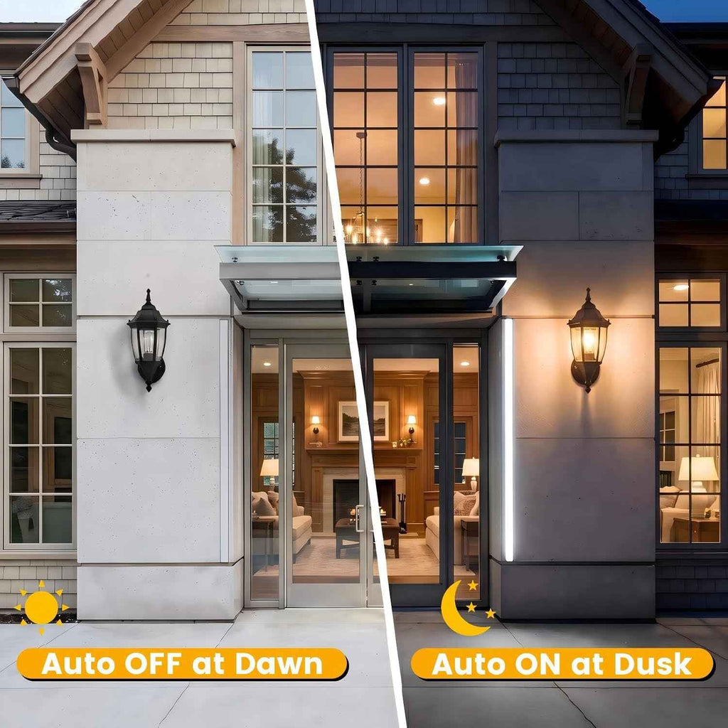 Dusk to Dawn Outdoor Light Fixture, E26 Outdoor Porch Light | Aluminum & Glass Photocell-Controlled Outdoor Wall Light E26 60W max, IP65 Waterproof ETL UL CSA Listed Wall Lantern, Black