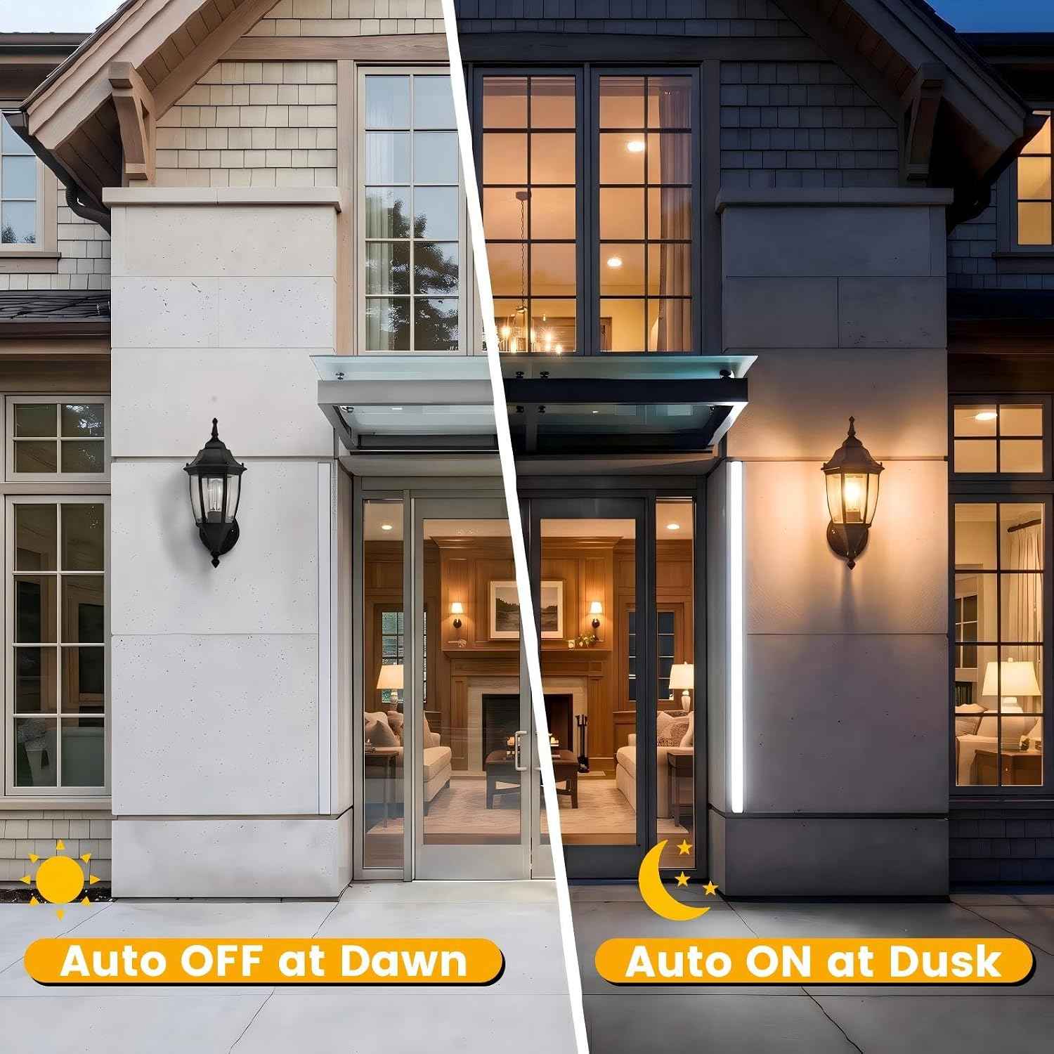 Dusk to Dawn Outdoor Light Fixture, E26 Outdoor Porch Light | Aluminum & Glass Photocell-Controlled Outdoor Wall Light E26 60W max, IP65 Waterproof ETL UL CSA Listed Wall Lantern, Black