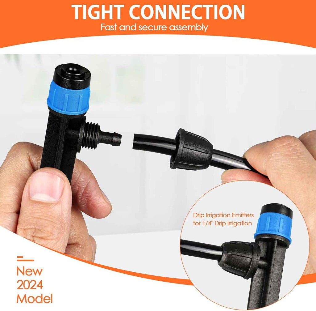 Gardrip 55 Pieces Drip Emitters Fan Shape with Stake for 1/4" Irrigation Tubing: Adjustable 360 Degree Water Flow Irrigation Universal Vortex Sprayer On 5" Stake Drip Pipe Sprinklers Fittings