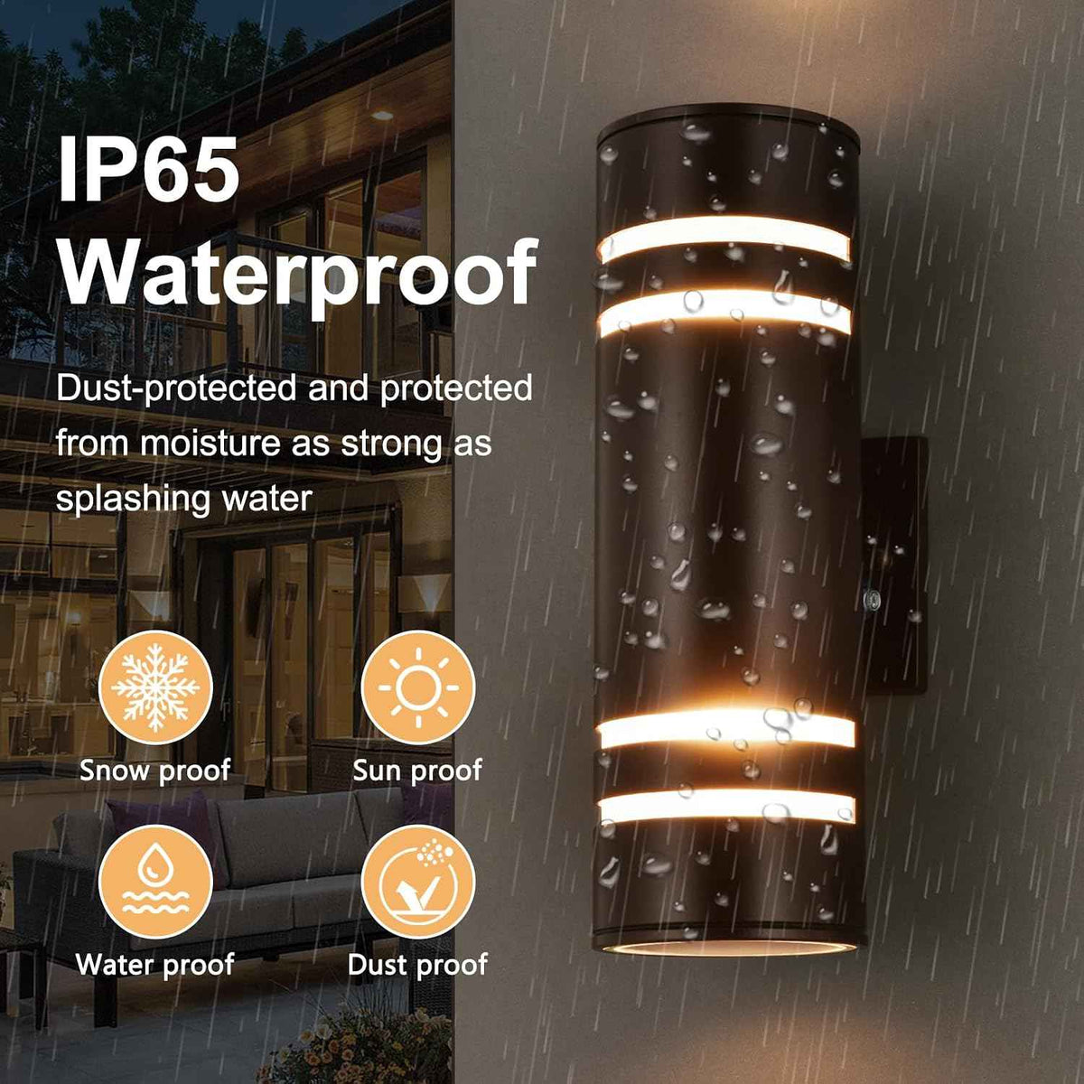 Housen Solutions Outdoor Light Fixture, IP65 Waterproof Exterior Lighting Fixtures, Oil Rubbed Bronze Aluminum Porch Lights for House Garge