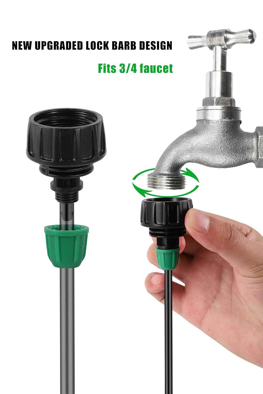5Pcs 3/4" to 1/4" Drip Irrigation Tubing Connectors for Garden Hose | Lock Barbed Design, 3/4 Us Standard GHT Thread, High Quality, Durable Construction, Easy Installation, Versatile Use