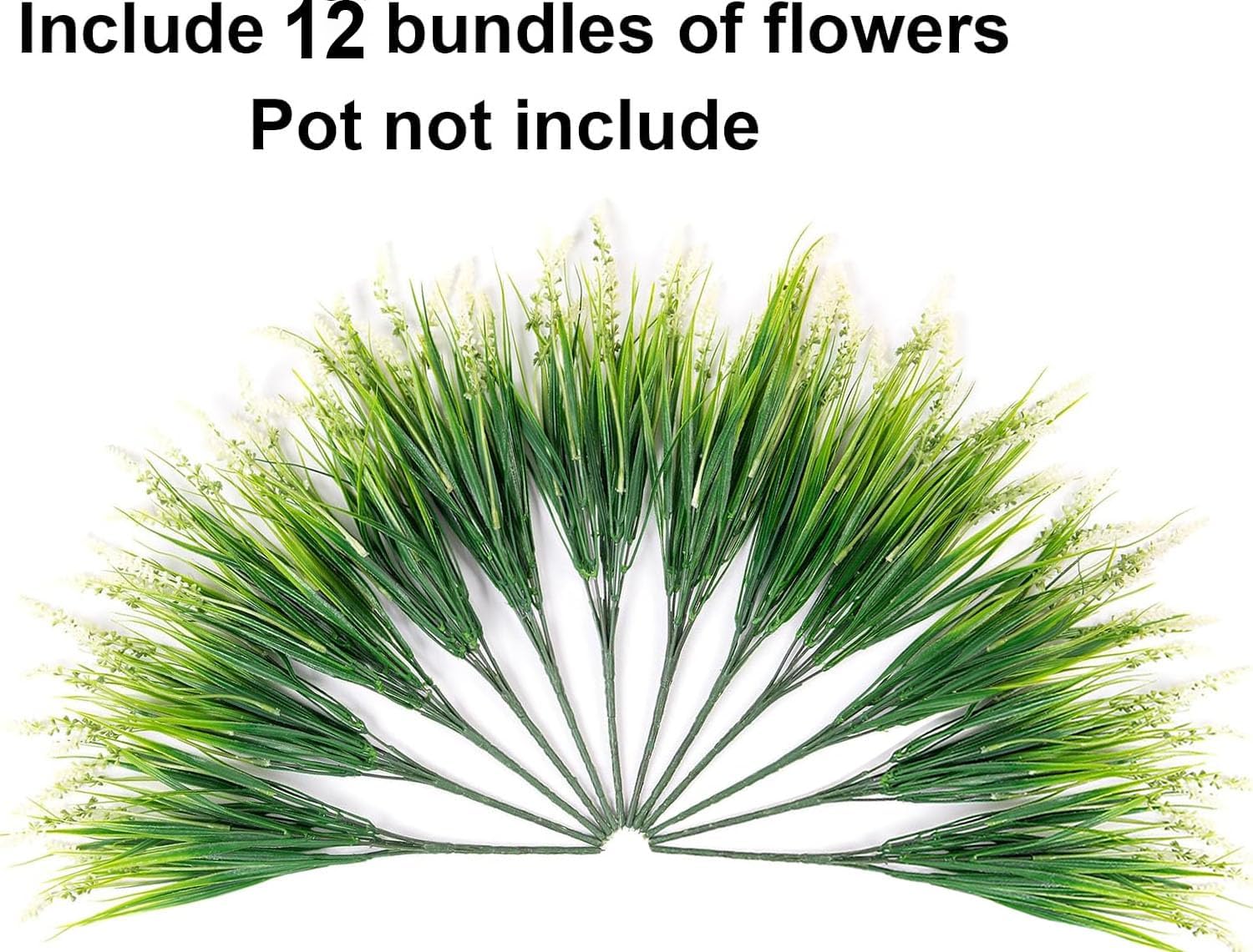 Artificial Faux Plants Flowers for Outdoor Decorations,Faux Plastic Fake Monkey Grass Greenery for Spring Summer UV Resistant Realistic Artificial Shrubs for Courtyard Window Garden(B-White, 12 PCS)