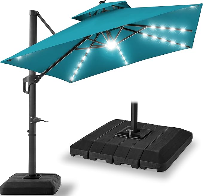 Best Choice Products 12x12ft LED Cantilever Patio Umbrella w/Base Included & by BestChoiceProducts