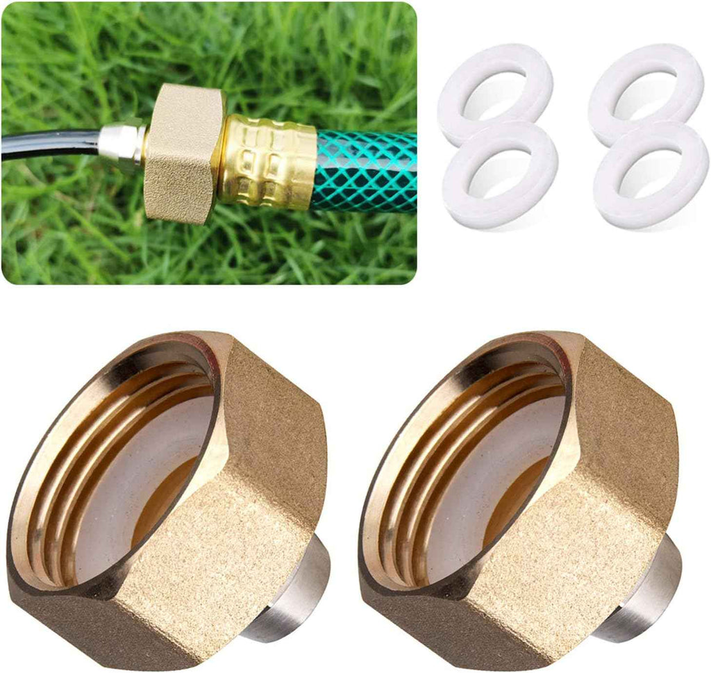 HOMENOTE US Standard Faucet Adapter, 3/4'' to 1/4'' Hose Adapter | Convert 3/4" Female Hose Thread Bib to 1/4" Tubing, 2 Brass Adapters with 4 Washers