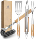 TIVOLI 4PCS Grilling Accessories Set - Heavy Duty BBQ Tool Set | Stainless Steel, Heat-resistant, Spatula, Tongs, Fork, Cleaning Brush, Gift Box, for Outdoor