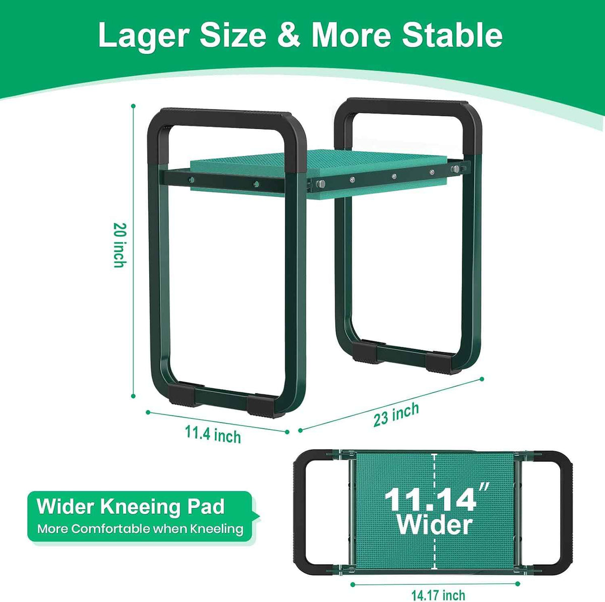 TomCare Garden Kneeler and Seat, 11.14" Kneeling Pad Sturdy Garden Bench | 2-in-1 Heavy Duty Garden Stool, 2 Tool Pouches, Foldable Design, Gardening Gift for Women, Men and Gardeners