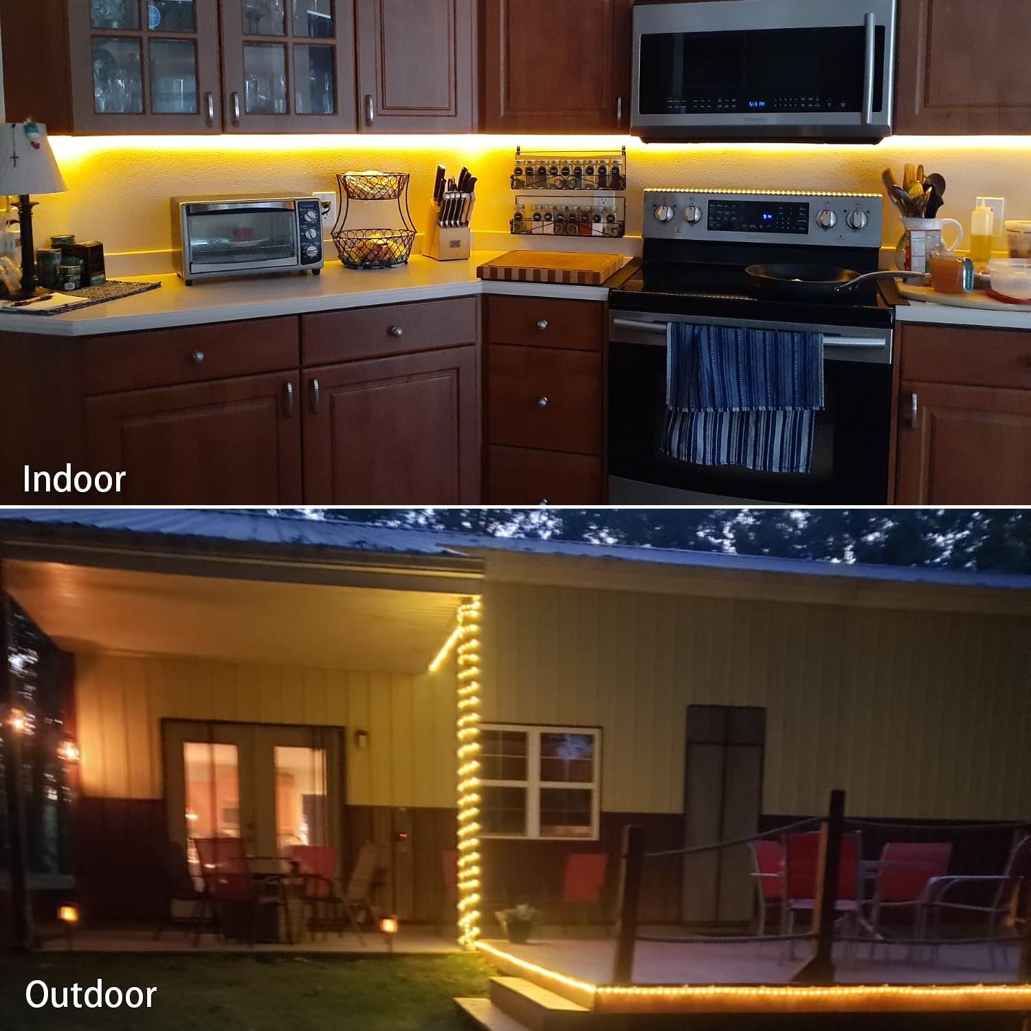 40ft LED Rope Lights Outdoor Warm White, Connectable, Waterproof 110V 432LED Flexible LED Rope Lighting for Walkways, Patios, Gardens, Fences, Porches,Indoor Outdoor Decoration