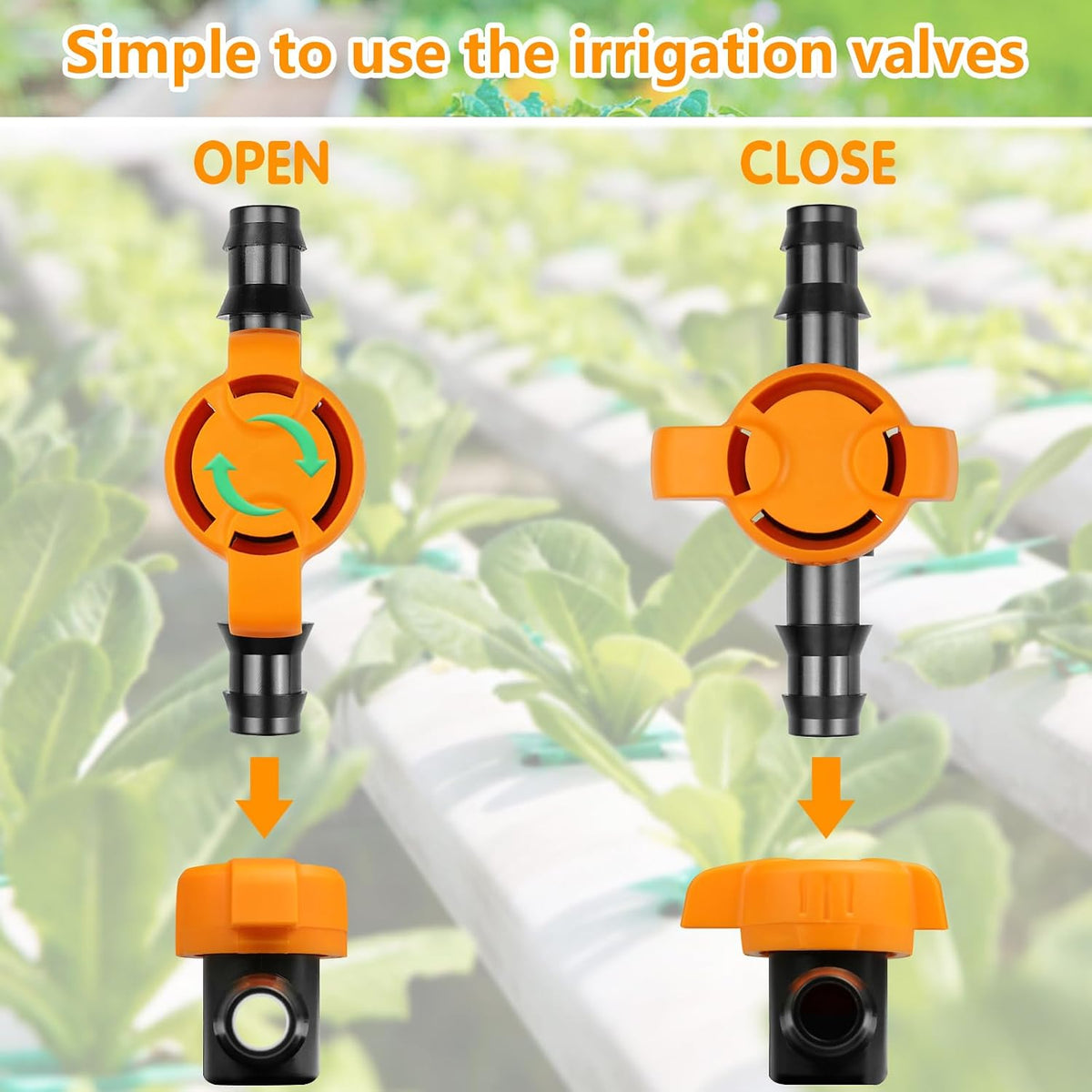 Drip Irrigation Fittings Kit for 1/2" Tubing, 37 Pieces 1/2 Inch Drip Line Connectors for Drip Sprinkler Systems - 14 Couplings, 8 Tees, 6 End Caps, 5 Elbows, 2 cross connectors and 2 drip valves