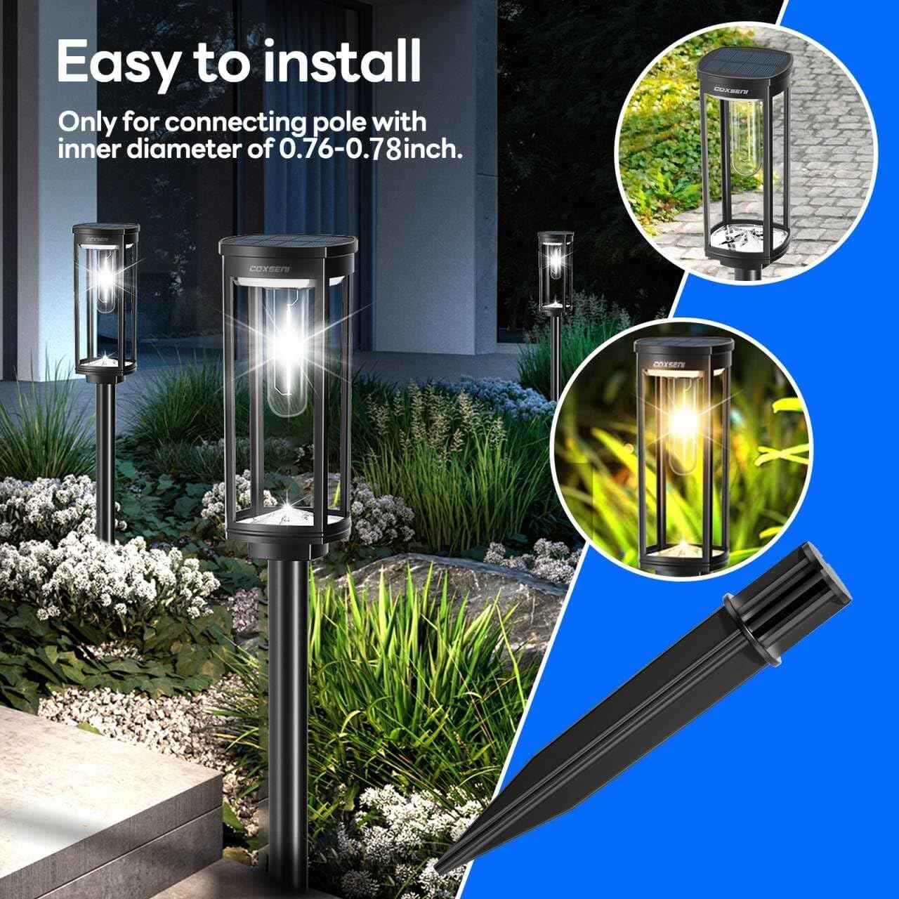 COXSENI Reinforced Ground Stakes, 0.75" x 5.12" for Solar Lights, 8 Pack | Heavy Duty ABS Plastic, Weather Resistant, Replacement Nails for Pathway, Garden, Torch & Landscape Lights