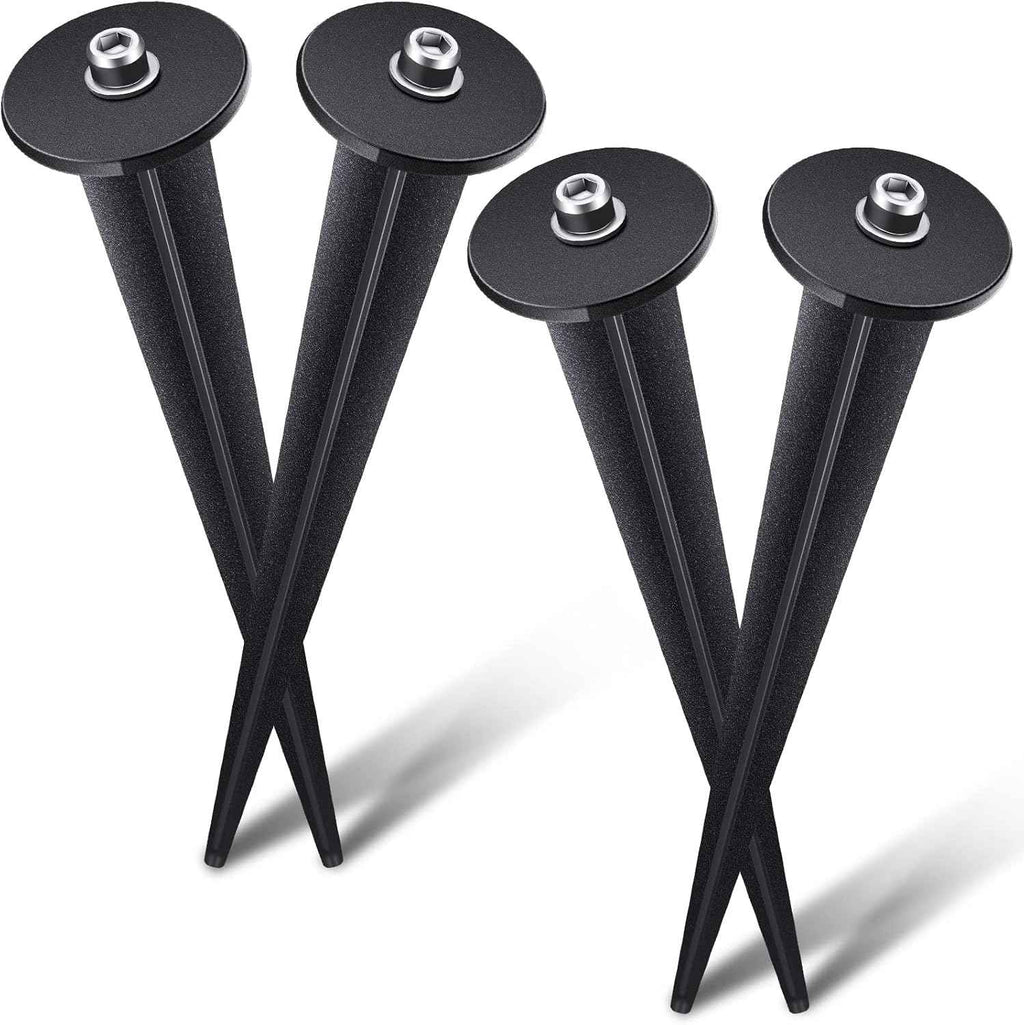 Zhengmy 4 Pcs 6.3 Inches Ground Spikes Solar Lights Replacement Stakes | Reinforced Threaded Ground Metal Spikes, with 8 Hex Screws, Ideal for Solar Pathway Garden Yard Torch Lights