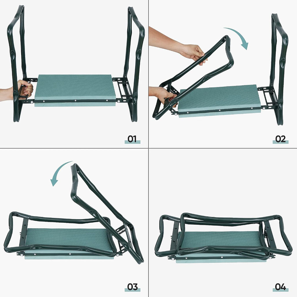 SUPER DEAL Folding Garden Kneeler and Seat with Free Tool Pouches - EVA Foam Pad Protects Your Knees - Sturdy and Lightweight, Gardening Gifts for Women Men