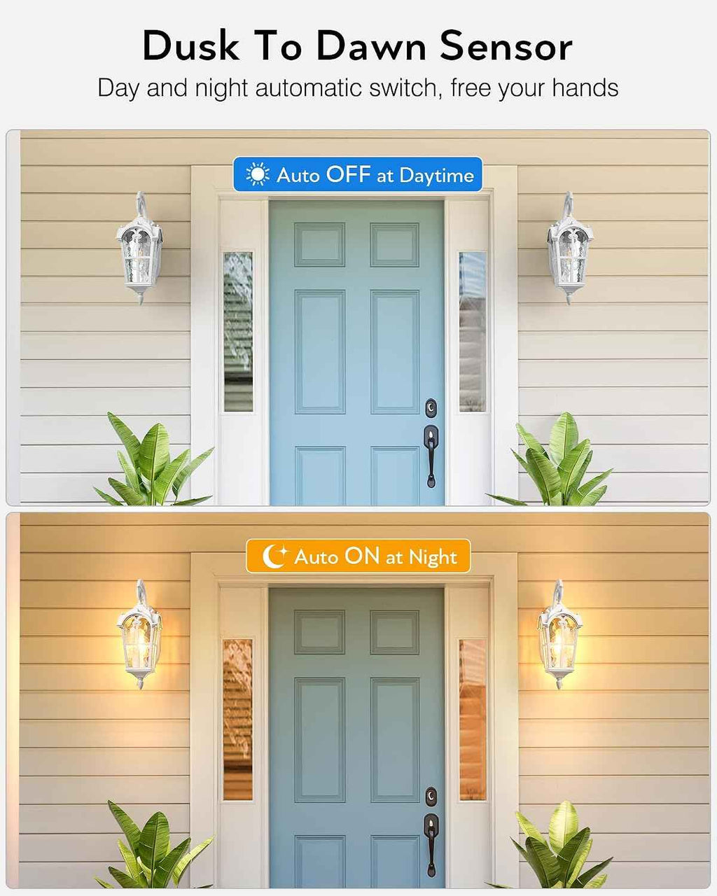 VIANIS White Porch Lights Outdoor, Dusk to Dawn Light Fixtures Wall Mount | Exterior Lighting for House with Ripple Glass, Lantern Fixture for Patio Garage Coach, Anti-Rust Waterproof, Easy to install