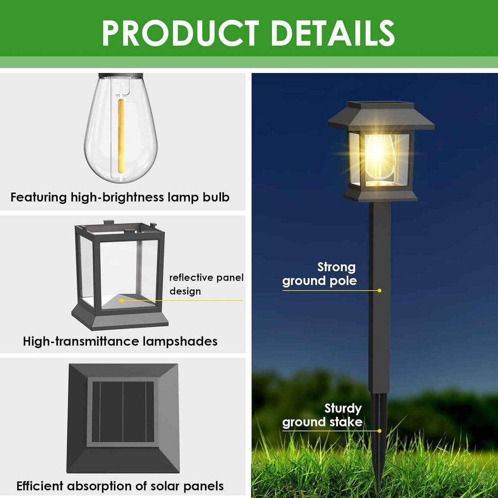 Benany Solar Outdoor Lights, 12 Pack Solar Pathway Lights Waterproof, Landscape Lighting for Path Walkway Lawn Garden Yard Outside Décor, Black