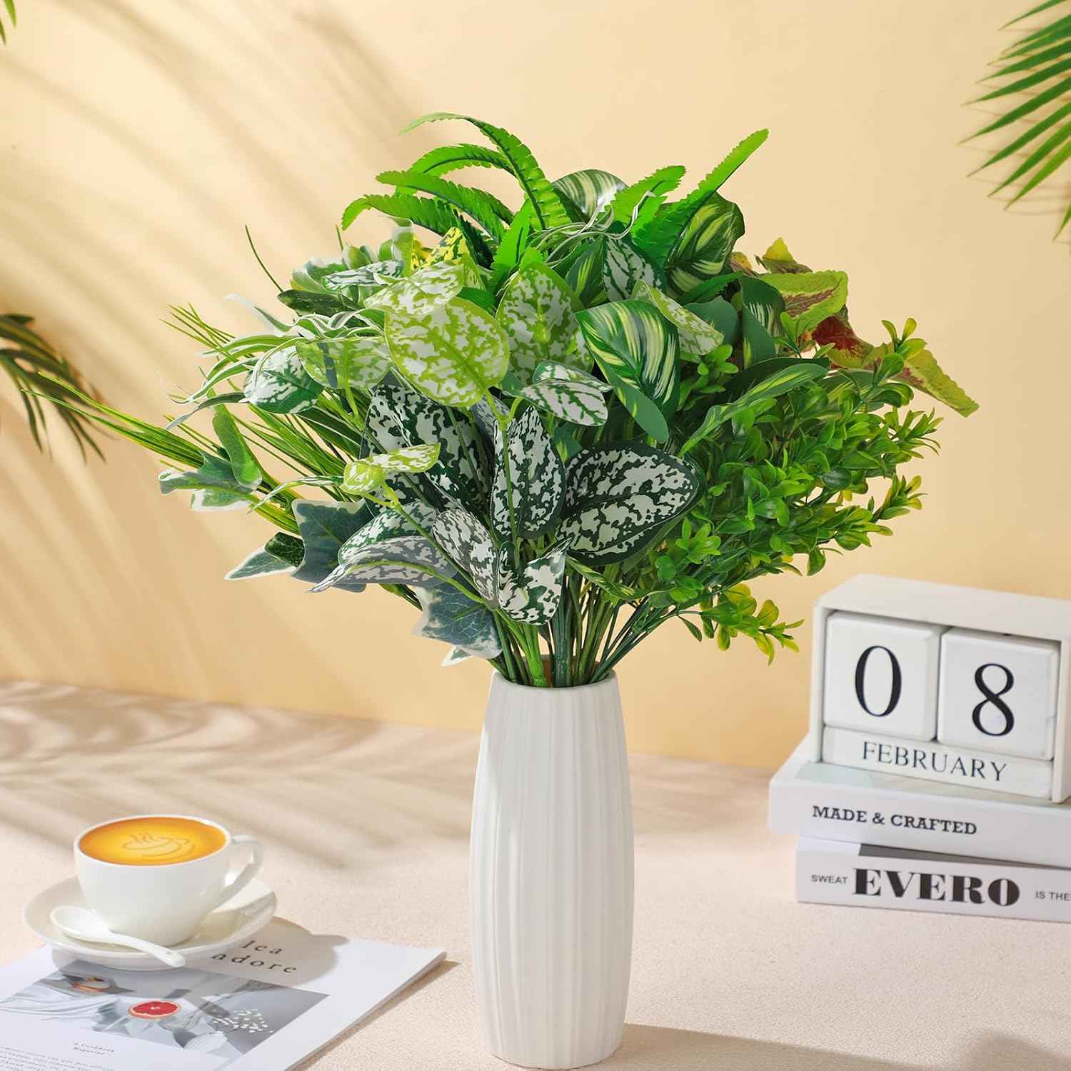 Cindeer 24 Pcs Artificial Flowers Planters for Outdoors, UV Resistant Faux Fake Greenery Plastic Plants Outdoor Indoor for Spring Summer Decors Wedding