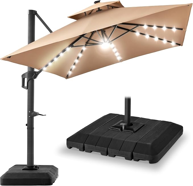 Best Choice Products 12x12ft LED Cantilever Patio Umbrella w/Base Included & by BestChoiceProducts