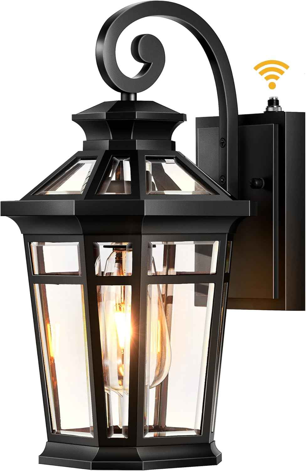 Outdoor Light Fixtures Wall Mount, Black Exterior Sconce Lights Waterproof, Dusk to Dawn Porch Light with Beveled Glass, 100% Aluminum Outdoor Wall Lantern for Garage, Outside Lights for Patio