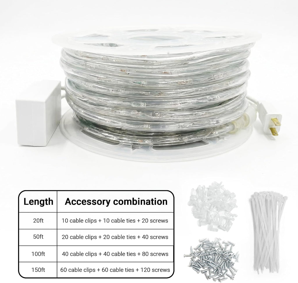 20ft Rope Lights For Outside, Connectable & Flexible Tube Lights with 8 Modes Controller,Waterproof Warm White LED Rope Lighting for Deck,Garden,Pool,Patio,Room Indoor & Outdoor Landscape Strip Light