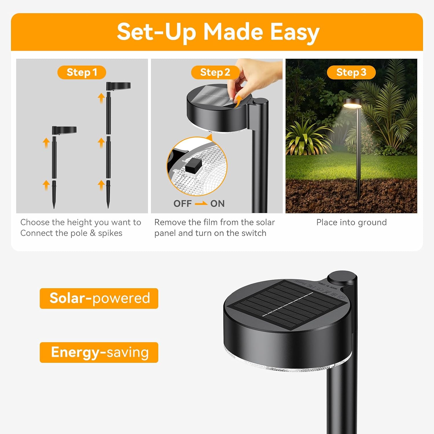 Ahaorigin 8 Pack Solar Pathway Lights Outdoor, 12 Brighter LEDs Solar Lights Outdoor Waterproof, Up to 12 Hrs Modern Path Light for Yard Garden Walkway Driveway Lawn, Warm White