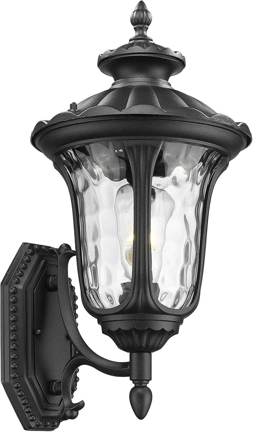 Outdoor Light Fixtures Wall Mount, Waterproof Exterior Wall Lanterns with Waer Ripple Glass, Outside Sconces, Front Porch Lights for House Garage Doorway Patio