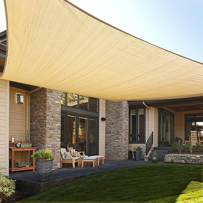 LOVE STORY Custom Size 7'x12' Sand Sun Shade Sail Rectangle UV Block Canopy by LOVESTORY