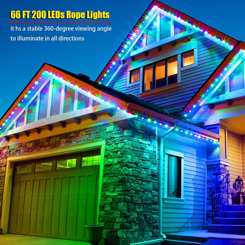 66ft 200 LED Waterproof Rope Lights, Color Changing Fairy String Lights with Remote, 16 Colors & 8 Modes for Outdoor/Indoor Decor, Patio, Garden, Party, Wedding, Halloween, Christmas, Bedroom Lighting