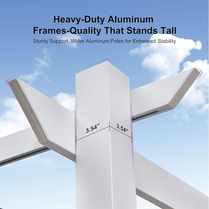 PURPLE LEAF 10' x 10' Outdoor Aluminum Pergola White Heavy-Duty Retractable - Image 5