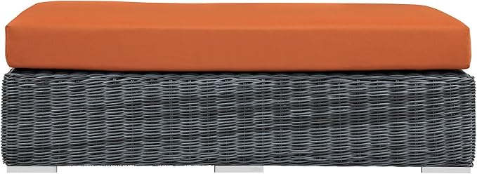 Modway Summon Wicker Rattan Outdoor Patio Sunbrella® Fabric Rectangle Ottoman - Image 7