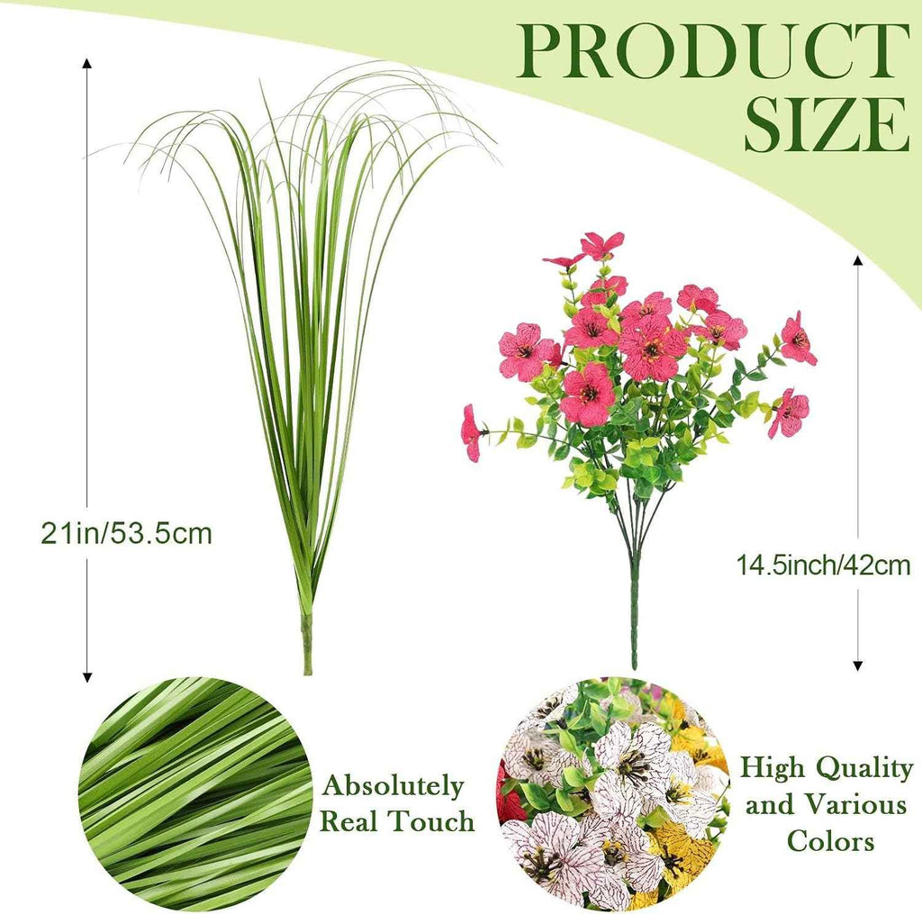 12 Bundles Artificial Outdoor Flowers, UV Resistant for Planters and Garden