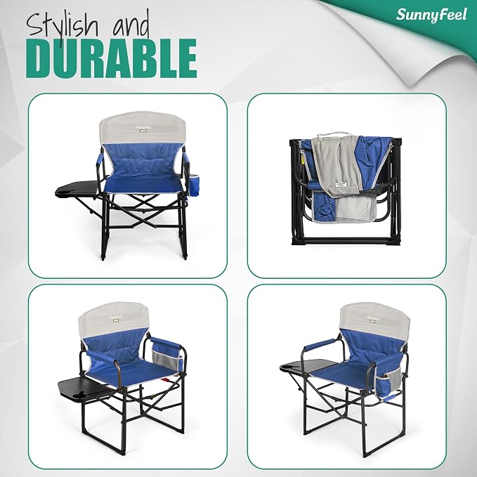 SUNNYFEEL Camping Directors Chair, Heavy Duty, Oversized Portable Folding Chair - Image 8