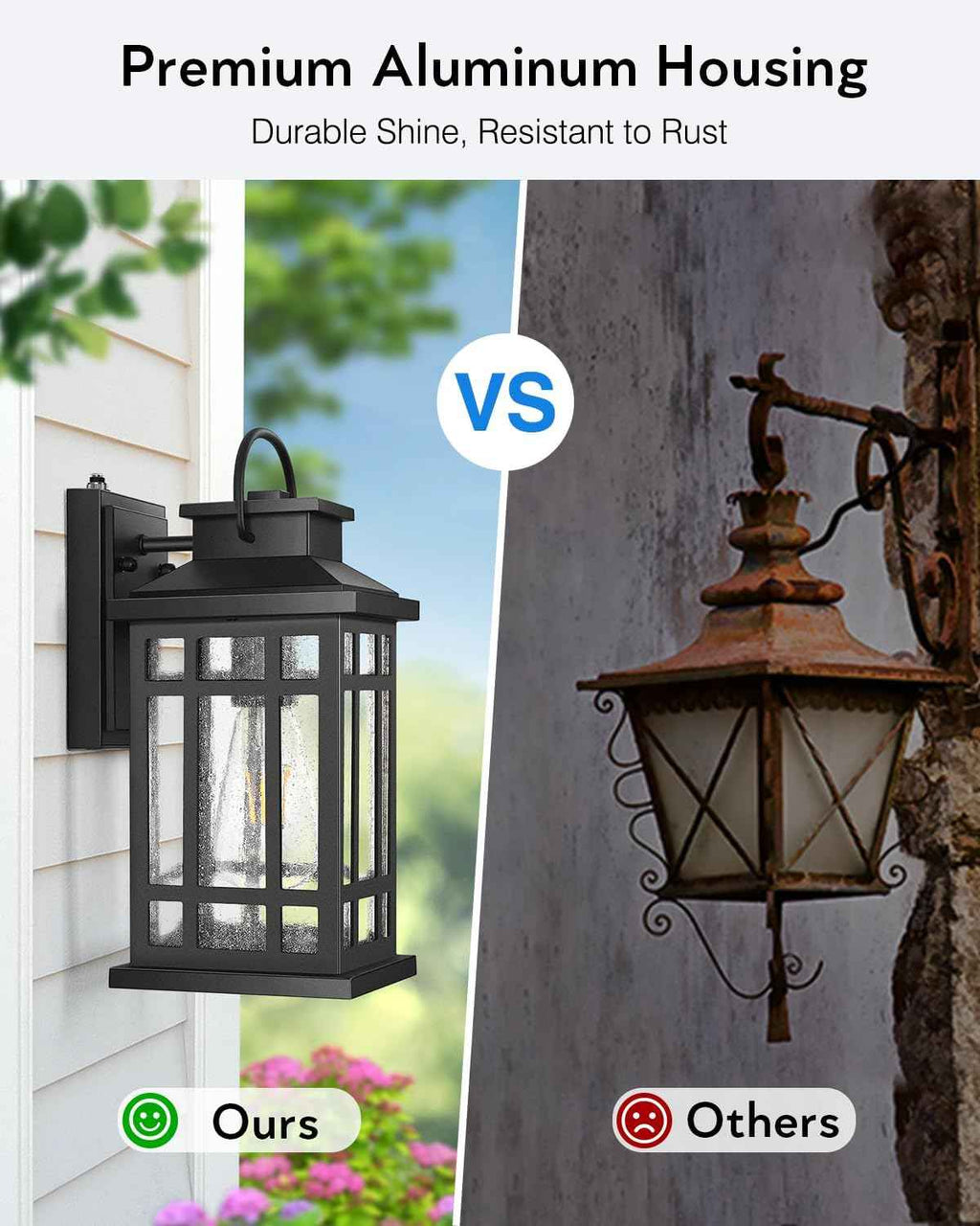 Outdoor Wall Lights Wall Mount, Dusk to Dawn Outdoor Lighting with Tempered Sleed Glass, Anti-Rust Black Outdoor Light Fixture, Modern Outside Porch Lights for House, Patio Exterior Wall Sconce