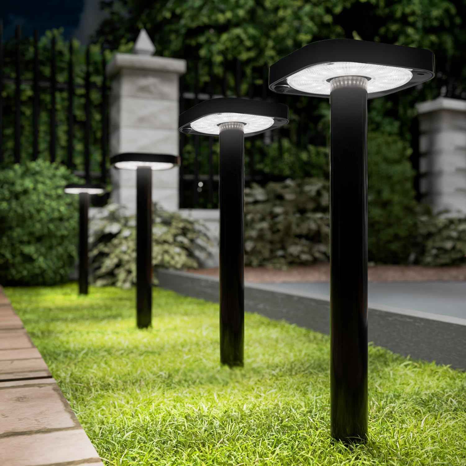 Sunco 6 Pack Square Solar Pathway Lights Outdoor, 2CCT, 2W, Dimmable | Selectable CCT 2700K/4000K, Bright 120LM, Outdoor Patio, Backyard, Garden Landscape Lighting, Home and Accent Lights, 3.7V