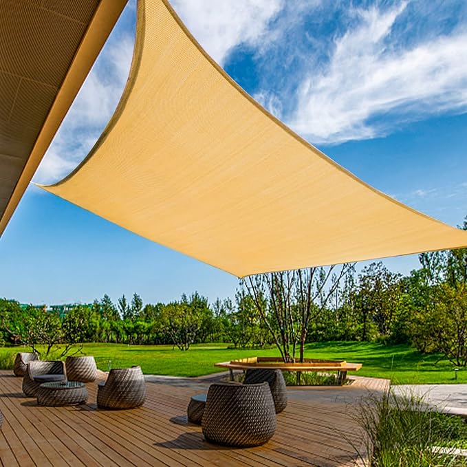 KANAGAWA 14'X24' Sand Custom Size Sun Shade Sail Rectangle UV Block Canopy Cover by KANAGAWA