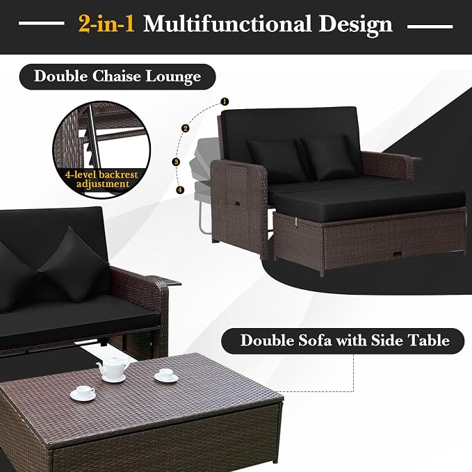 RELAX4LIFE Wicker Patio Outdoor Daybed - Image 3