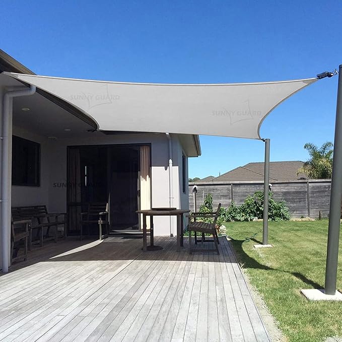 SUNNY GUARD Custom Size 8'x8' Silver Grey Sun Shade Sail Rectangle UV Block by SUNNYGUARD