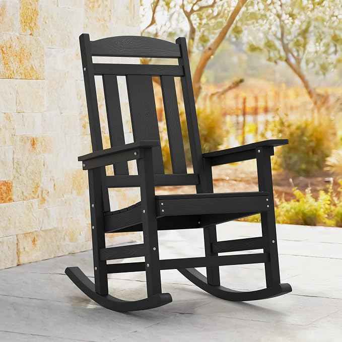 LUE BONA Rocking Chair Outdoor, Weather Resistant Poly Plastic Rocker Chairs