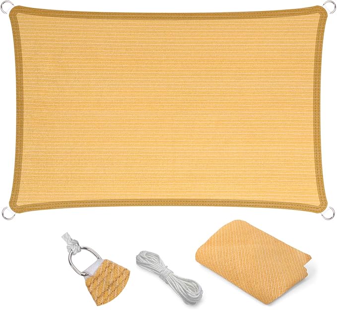 Eden's Decor Straight Flat-Edged Sun Shade Sail Rectangular 12' x 22' Wheat by EdensDecorInc