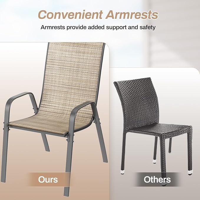 TLSUNNY Patio Chairs, Stackable Textilene Outdoor Dining Furniture - Image 8