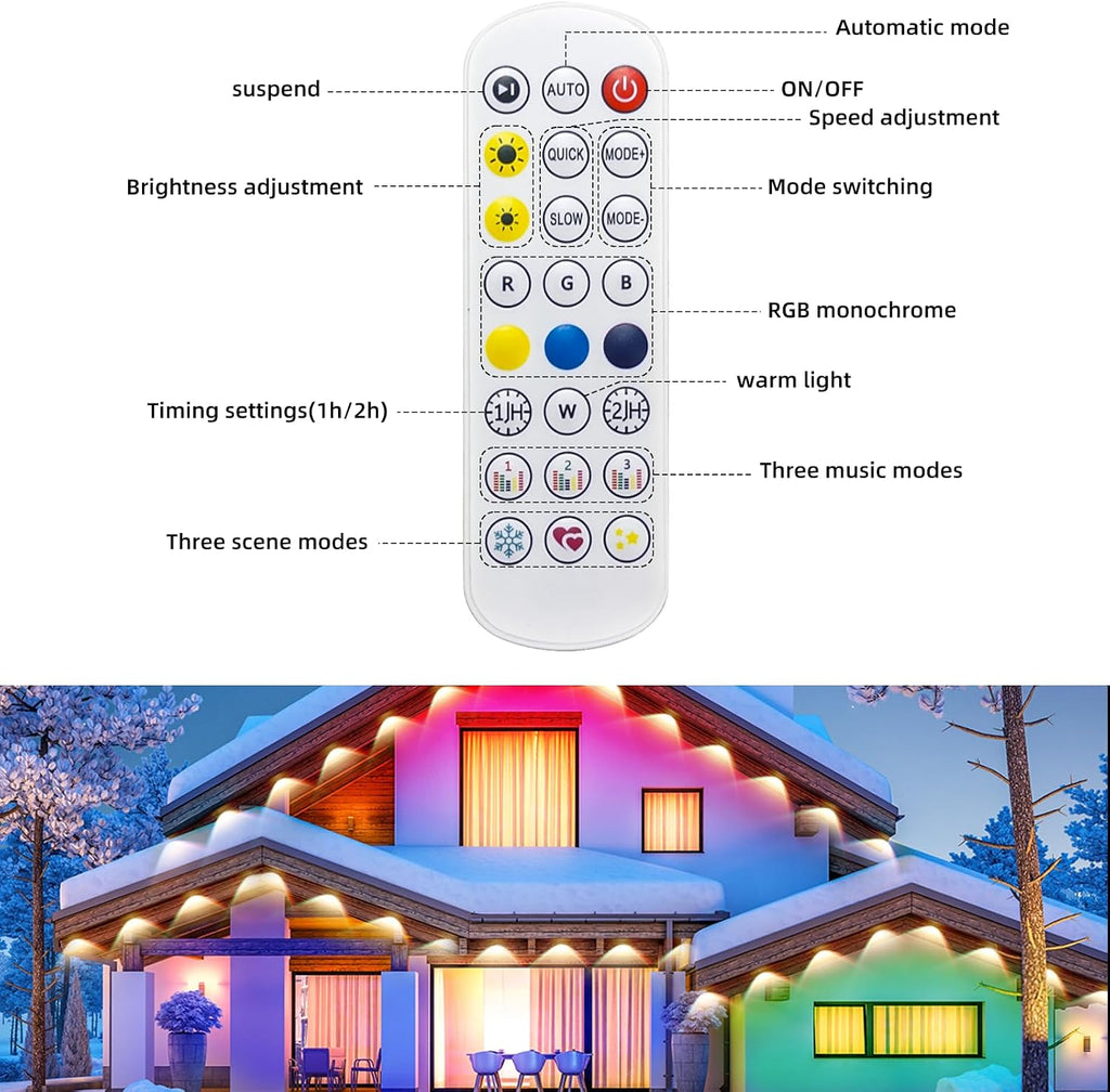 Halloween Permanent Outdoor Lights 50FT, RGB Eaves Lights with Smart App & Remote Control, IP65 Waterproof LED Roofline Lights for Christmas & Year-Round Decor