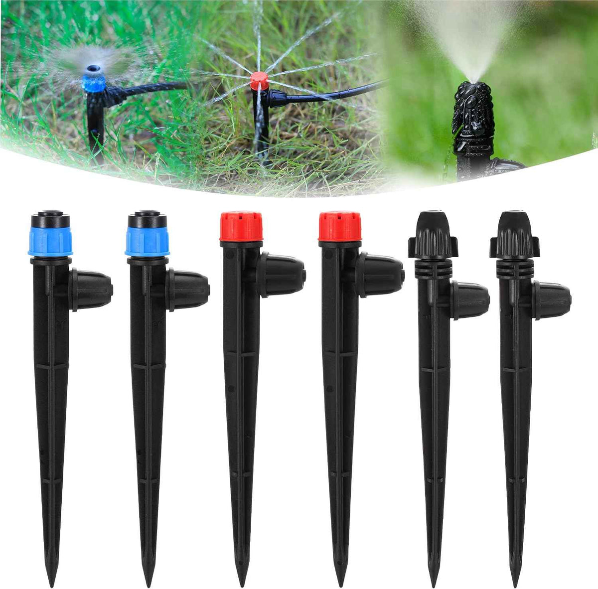 FULAIERGD60 Pcs Drip Irrigation Sprayer Emitters for 1/4" Irrigation Tubing | Adjustable Irrigation Misting Emitters Irrigation Drippers,3 Style Drip Micro Sprinkler Nozzles for Garden Water System