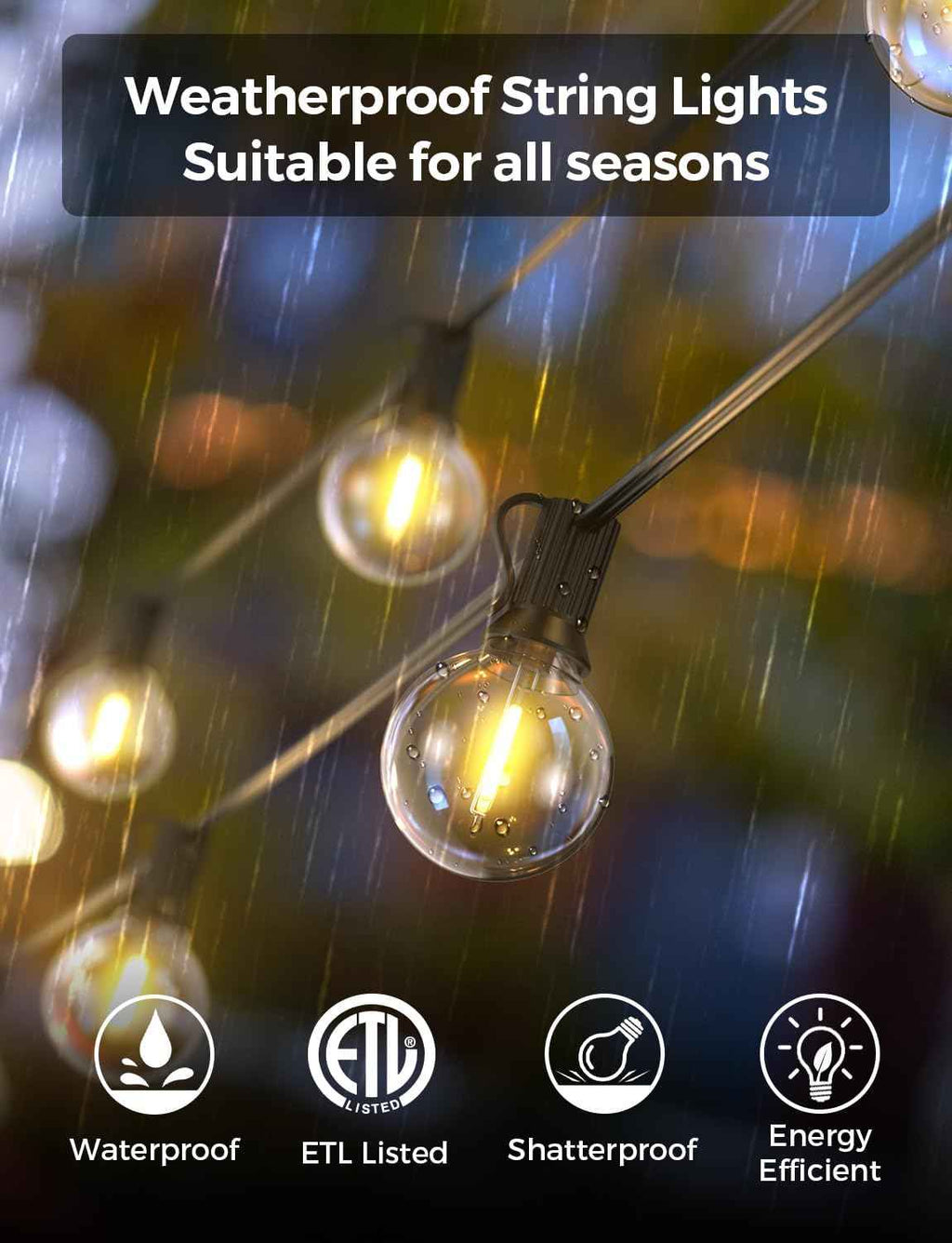 XMCOSY+ Patio Lights, Smart 50Ft Outdoor String Lights with 25 G40 Bulbs | Dimmable LED Globe Bulbs, APP Control, Works with Alexa, IP65 Waterproof, Connectable Design for Outdoor Patio Decor