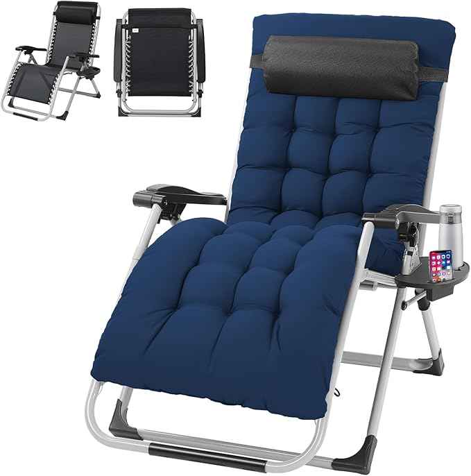 VINGLI 29" Padded Zero Gravity Chair, Lounge Chair