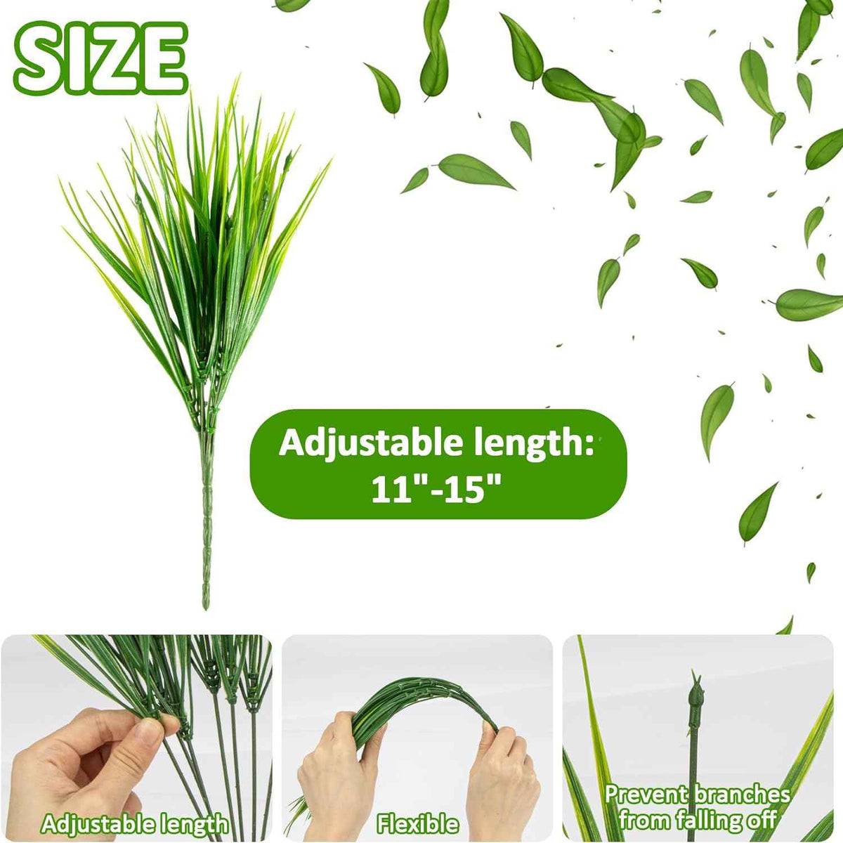 MAQIHAN 10PCS Artificial Grass Plants - Faux Wheat Greenery Outdoor Decor | Realistic UV Resistant Fake Grass Stems for Planters, Porch, Patio, Garden, Artificial Greenery for Indoor Outdoor Decoration