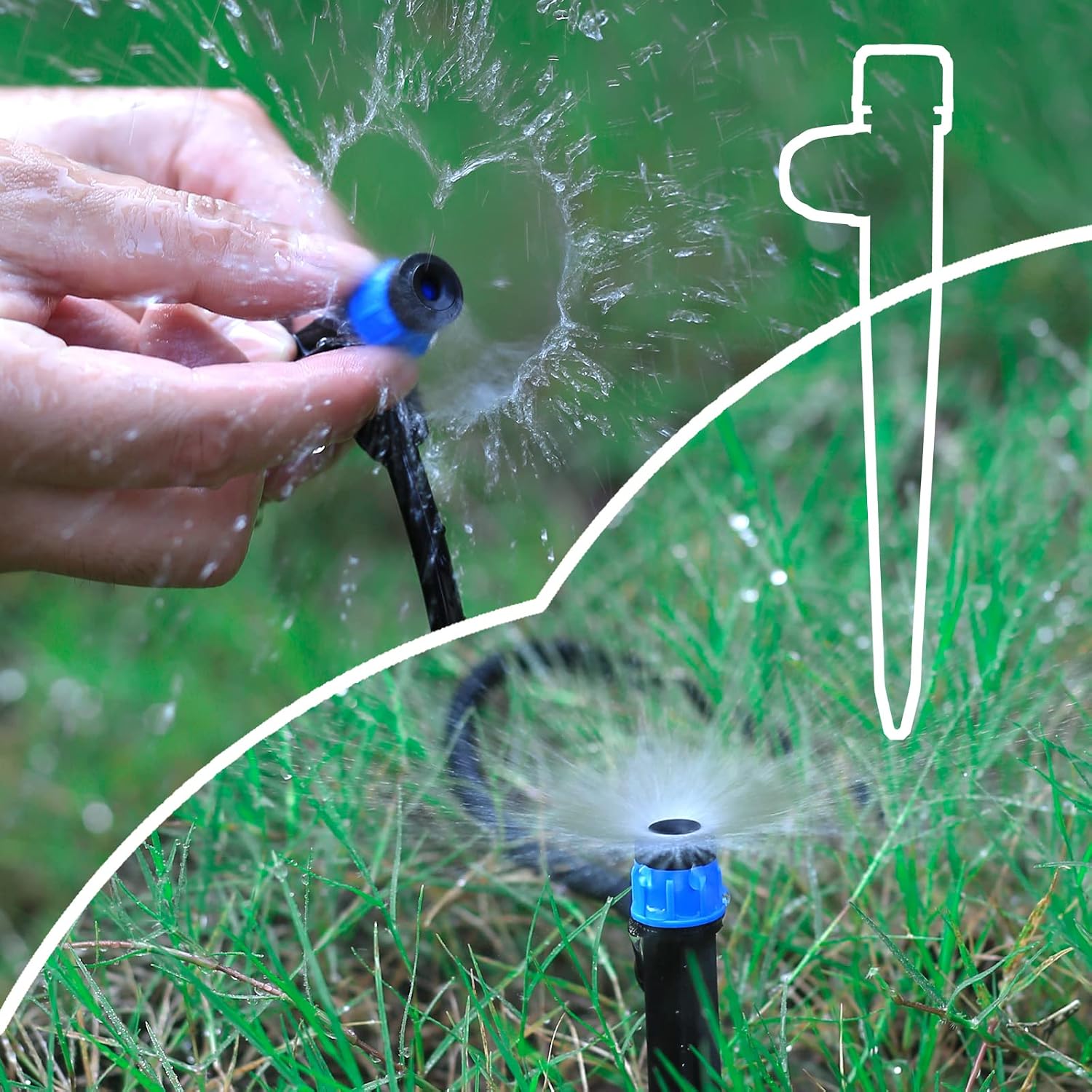 50 Pcs 360° Adjustable Drip Irrigation Spray Emitters | Drippers Sprayer for 1/4 inch Tubing, Garden Drippers Sprayer Perfect for House Garden Watering System (50pcs-Blue)