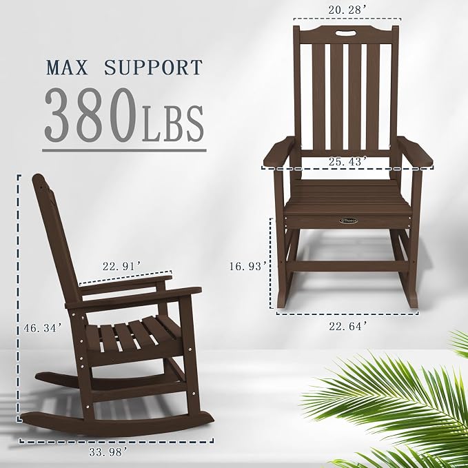 Oversized Rocking Chair Set of 4, Outdoor Rocking Chair - Image 3