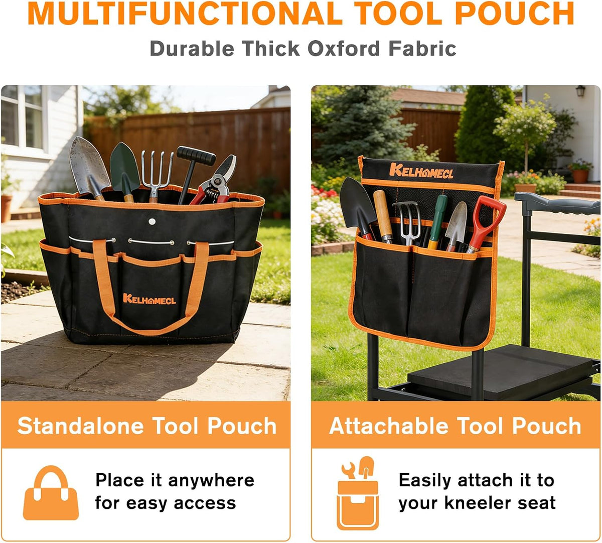 Garden Kneeler and Seat, Extra Wide Thick EVA Pad, Heavy Duty Foldable Garden Bench Holds 350lbs, Ergonomic Kneeling Stool with Garden Tool Pouches, Gardening Gifts for Women, Men & Seniors