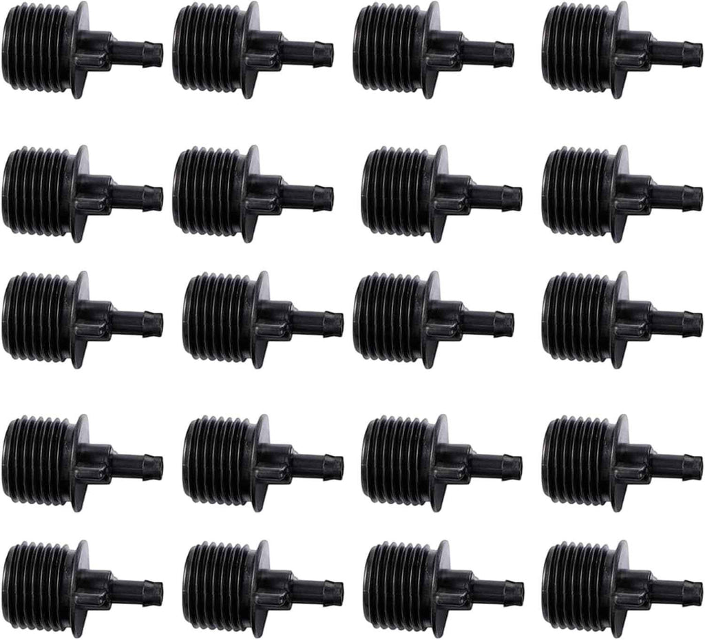 20pcs Black Water Pipe Fitting 1/2" Thread to 1/4 inch,Strong and Long-Lasting Connector Irrigation Drip Pipe 4/7 mm Garden Drip Hose Water Quick Coupling Parts,Hose Connectors and Accessories